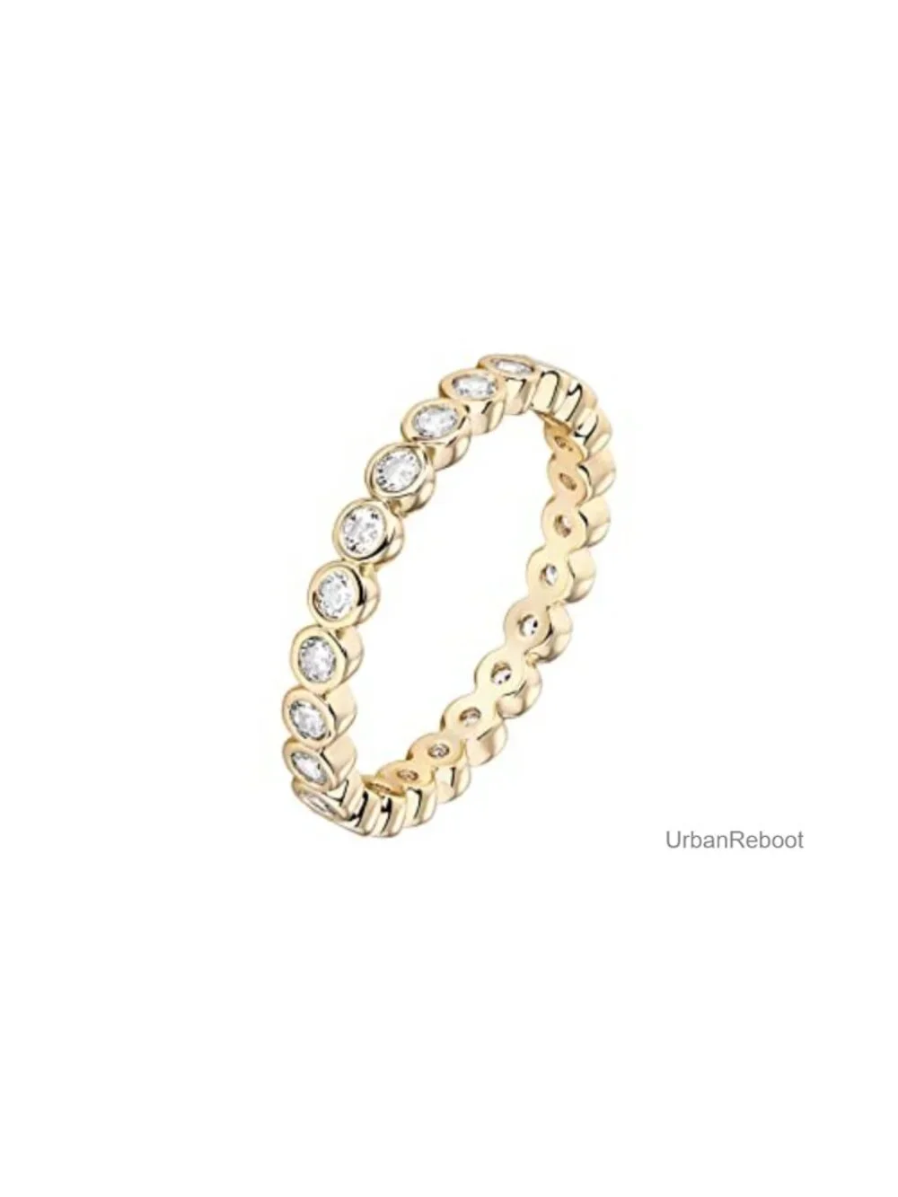 14K Gold Plated Stacking Ring with Cubic Zirconia for Women Eternity Band